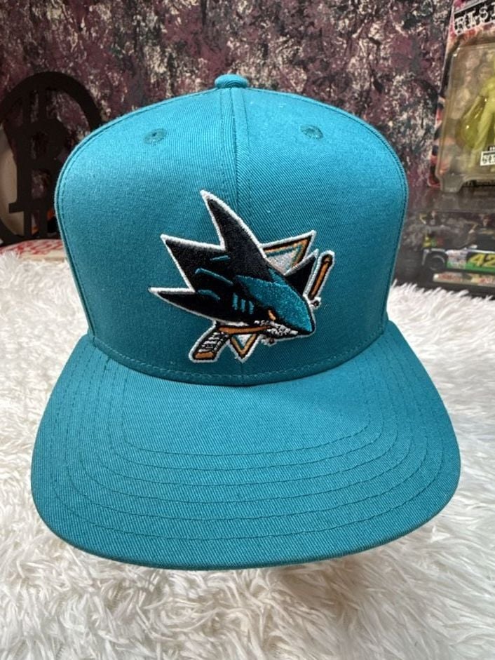 San Jose Sharks Youth NHL Snapback Hat Teal Flat Bill Cap 2