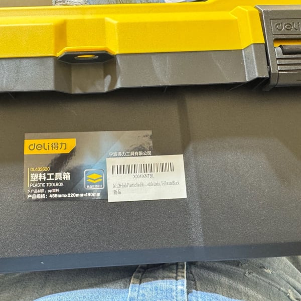 Deli 20-Inch Plastic Tool Box with Double Locks, Yellow and Black, DL432620