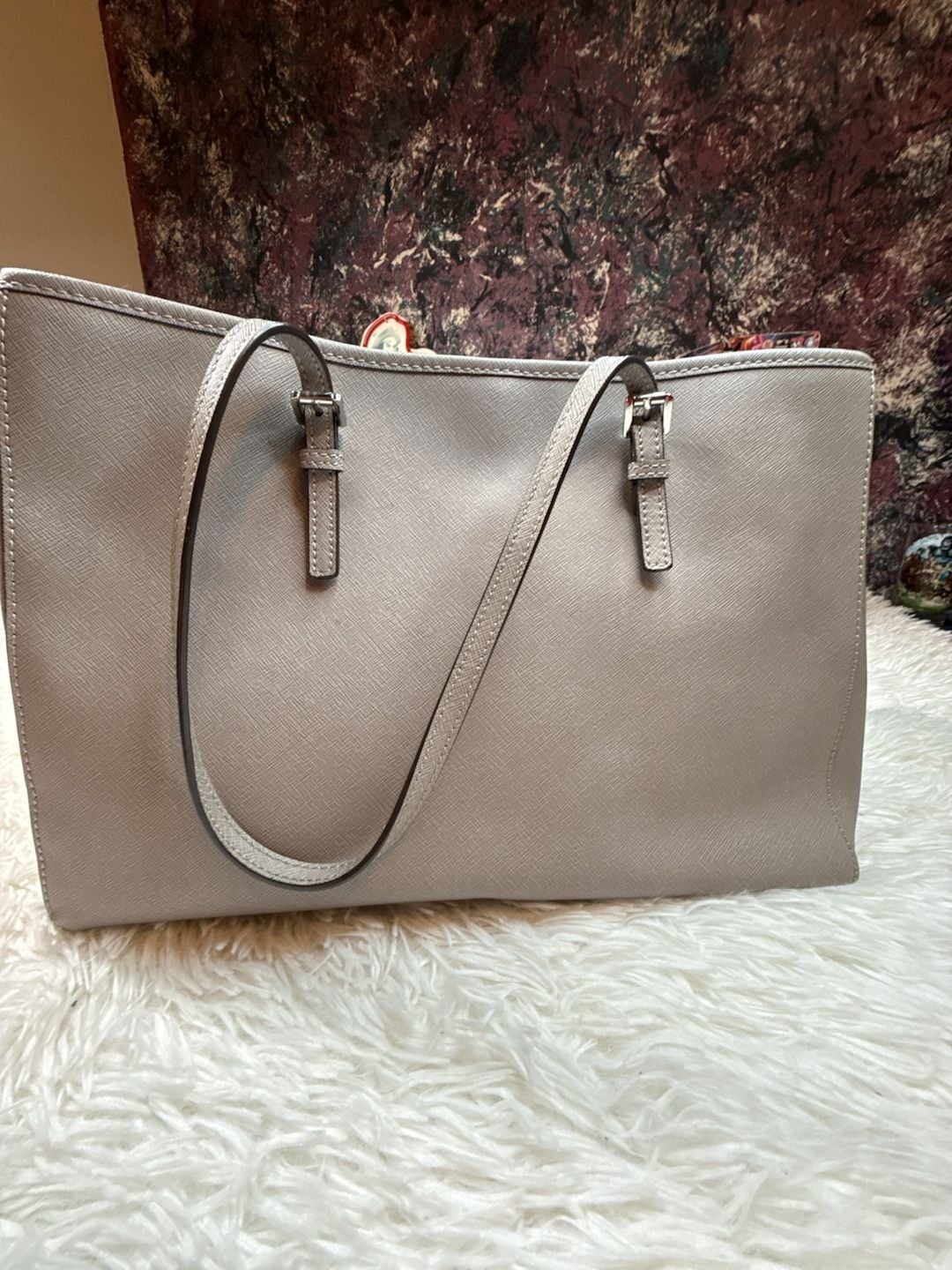 Michael Kors Jet Set Travel Saffiano Leather Tote Bag Steel Gray 5