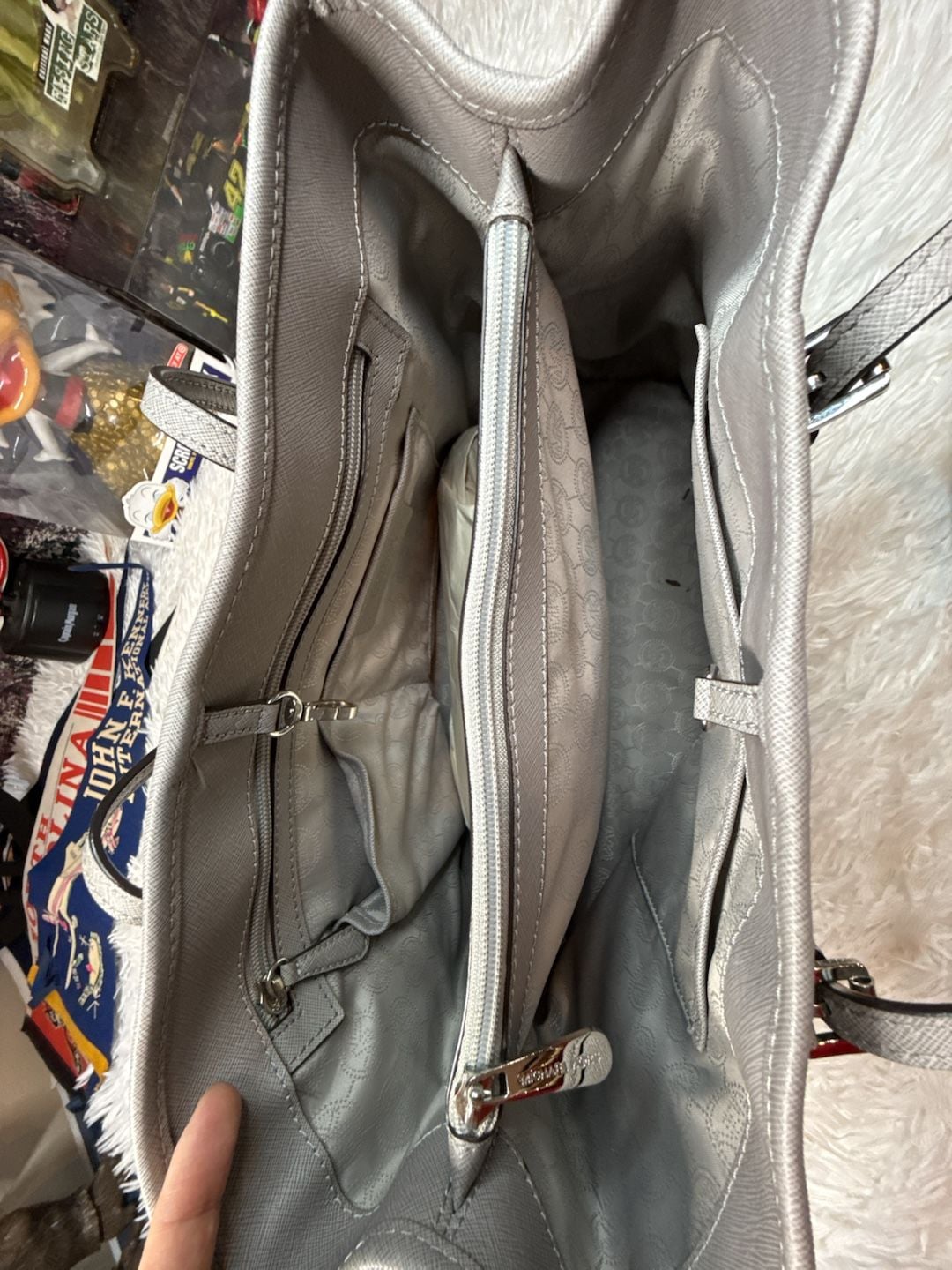Michael Kors Jet Set Travel Saffiano Leather Tote Bag Steel Gray 7