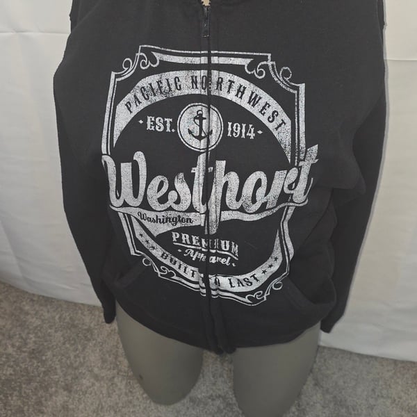 Salt Creek Souvenir Apparel Westport Washington Pacific Northwest Full Zip Hoodie Size S
