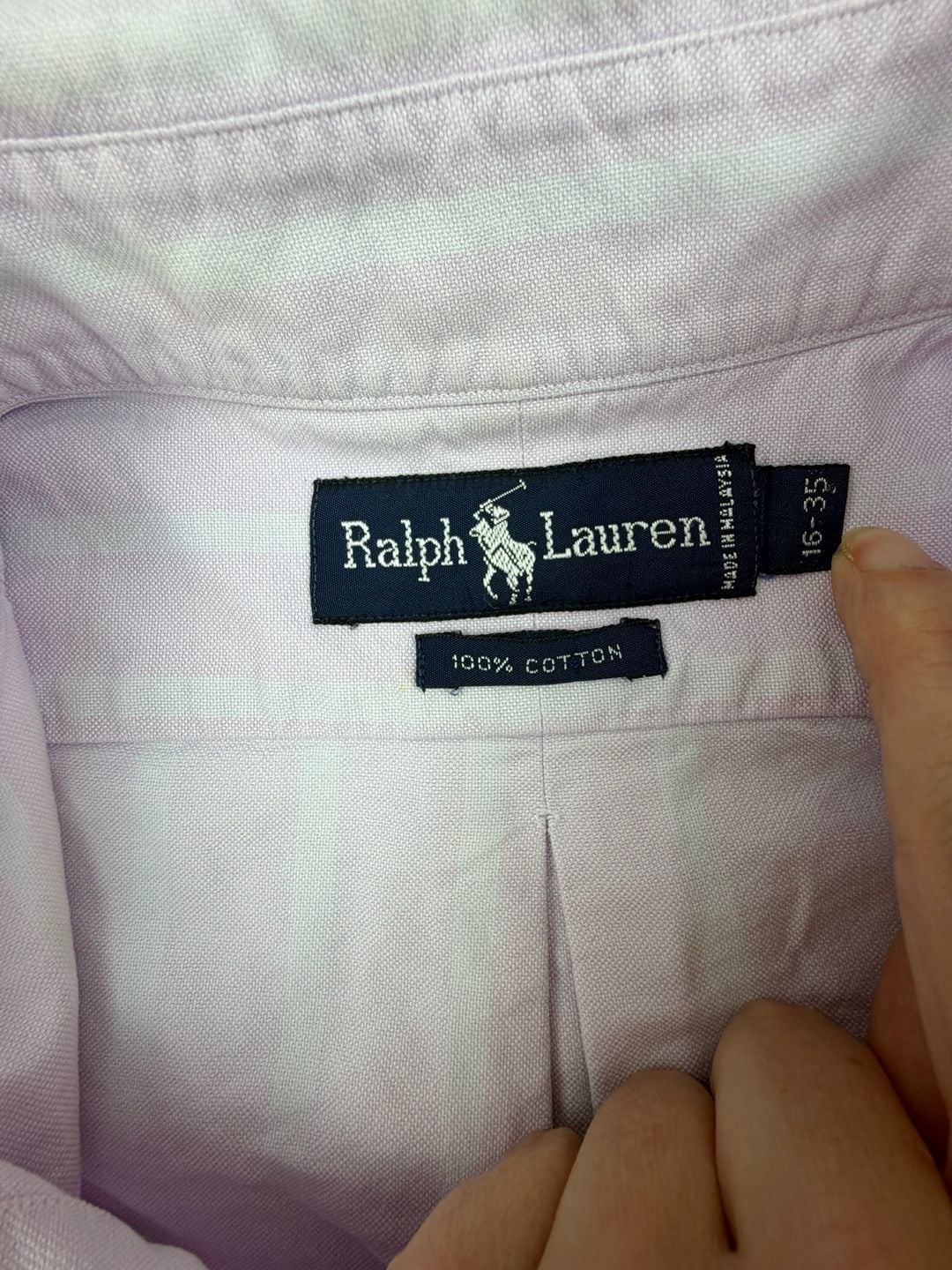 Ralph Lauren Men's 16-35 Lavender Striped Cotton Long Sleeve Button Down Shirt 3