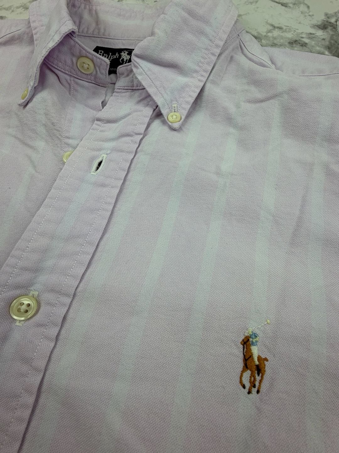 Ralph Lauren Men's 16-35 Lavender Striped Cotton Long Sleeve Button Down Shirt 4