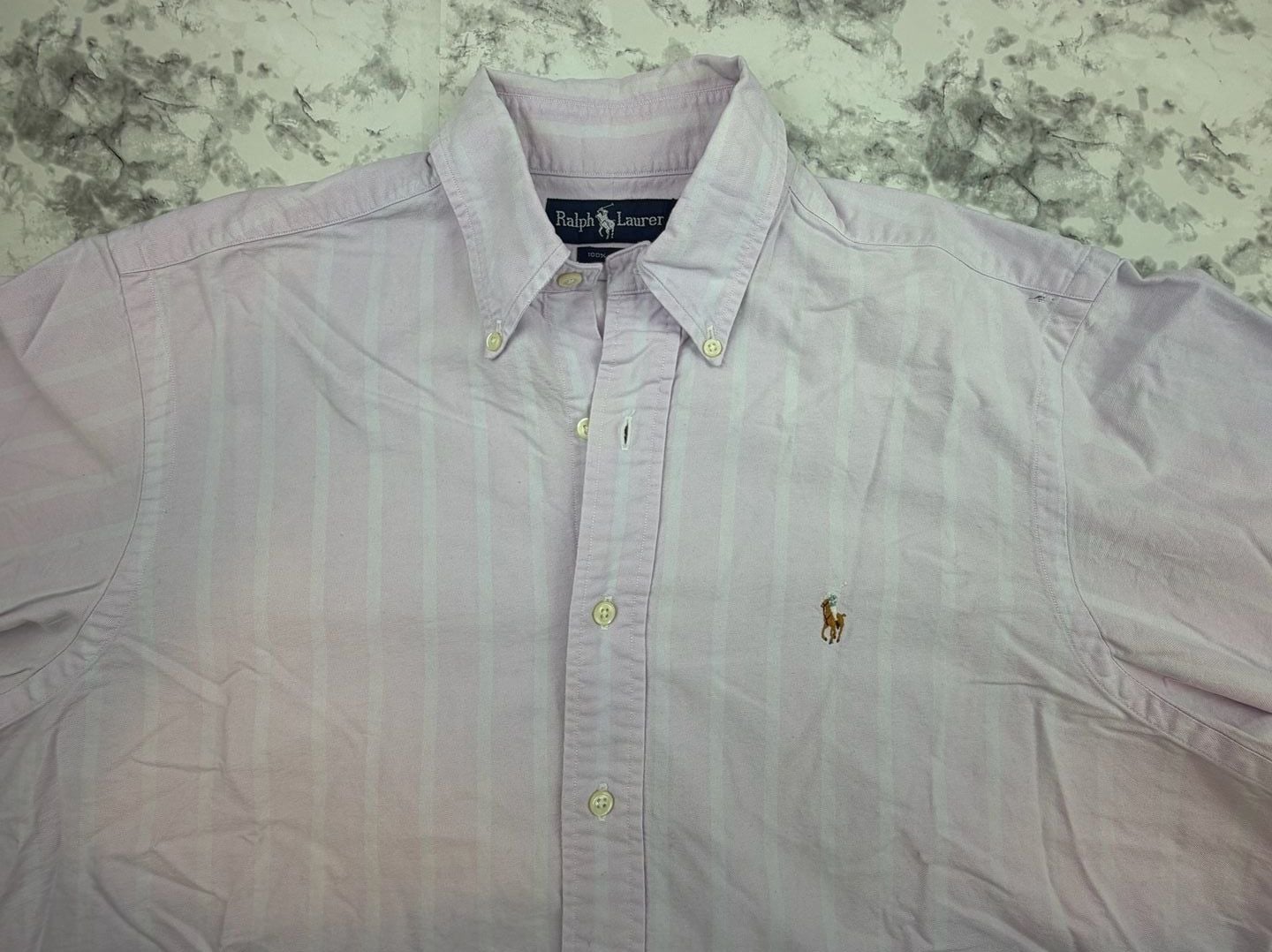 Ralph Lauren Men's 16-35 Lavender Striped Cotton Long Sleeve Button Down Shirt 5