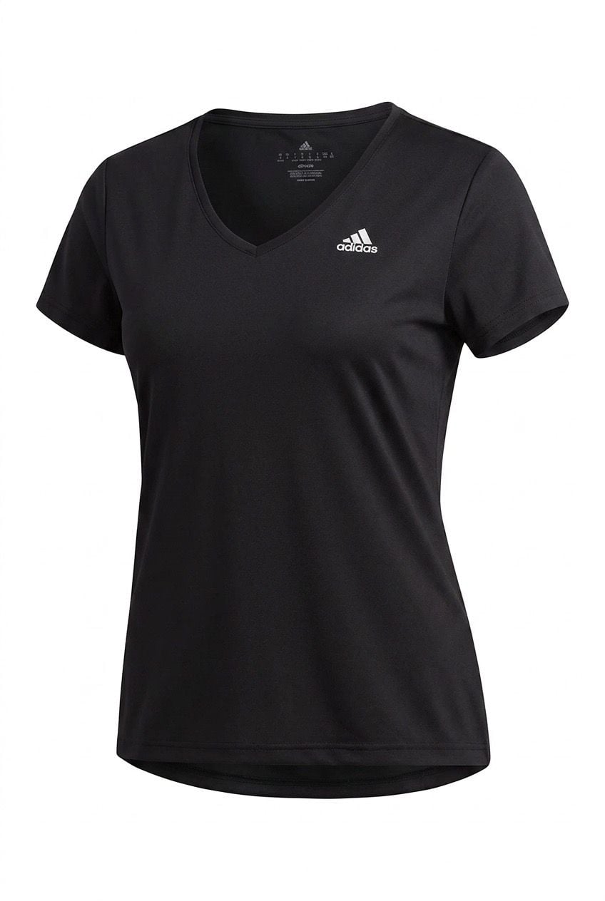 Adidas Climalite Women's Black V-Neck Athletic Short Sleeve T-Shirt Size L 2