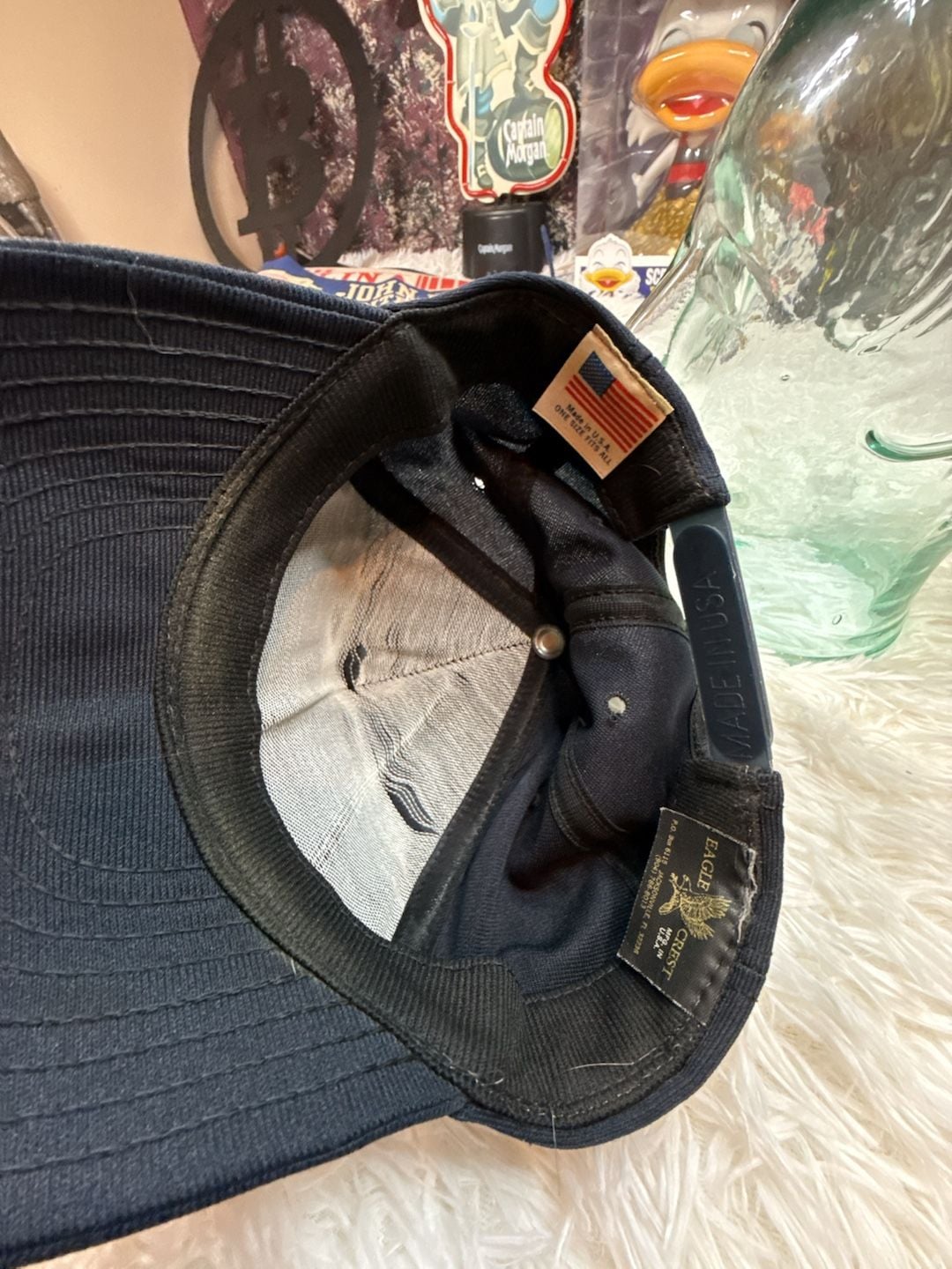 Vintage Eagle Crest Korea Veteran Service Ribbons Snapback Hat Cap Made in USA 8