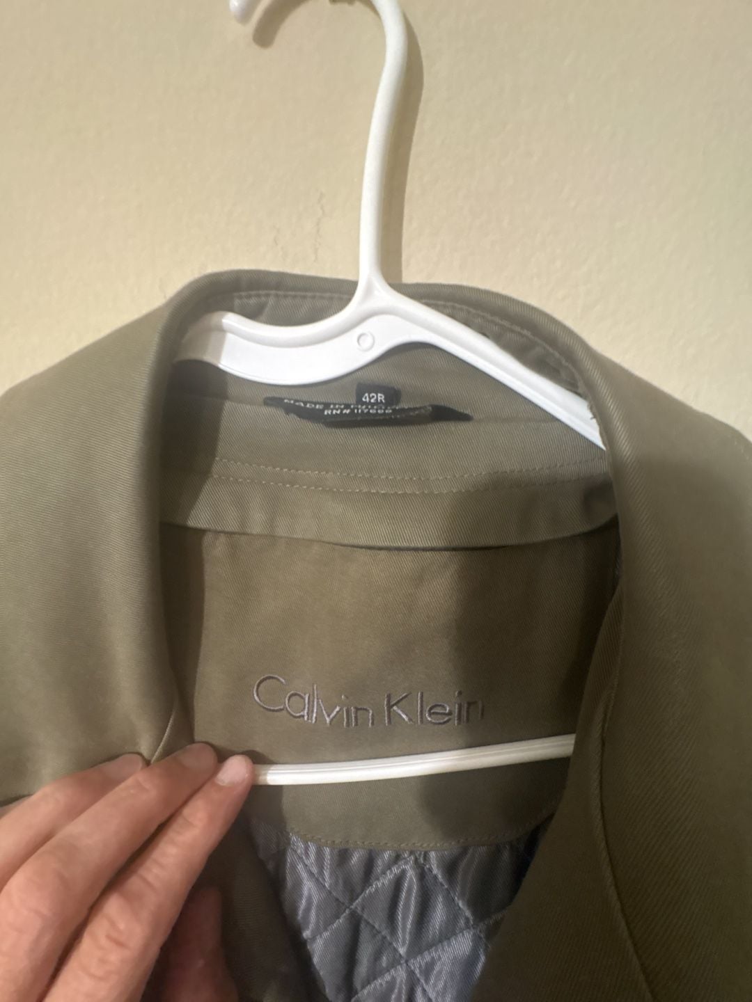 Calvin Klein Olive Green Trench Coat Size 42R 3