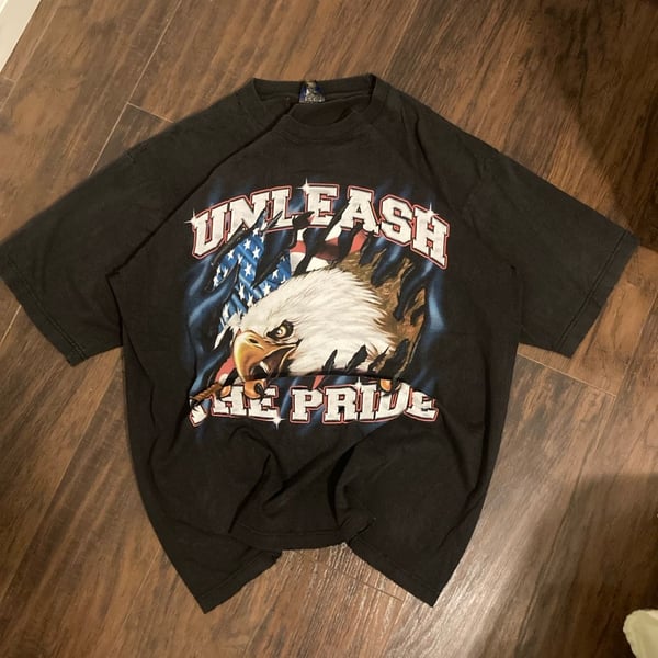 Vintage Pro Club Heavy Weight Unleash The Pride Eagle American Flag T-Shirt Size L