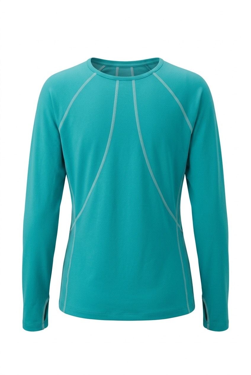 L.L. Bean Women's SunSmart Comfort Crew Long-Sleeve UPF 50+ Stretch Tee Teal 2