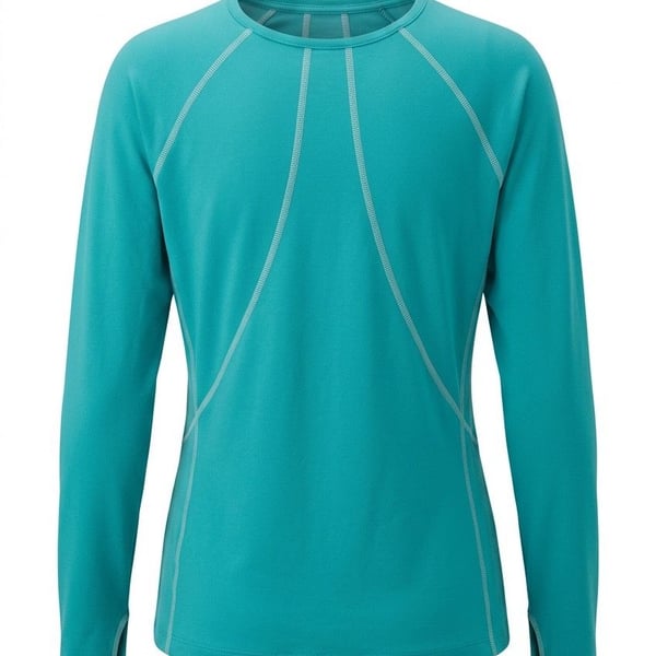 L.L. Bean Women's SunSmart Comfort Crew Long-Sleeve UPF 50+ Stretch Tee Teal