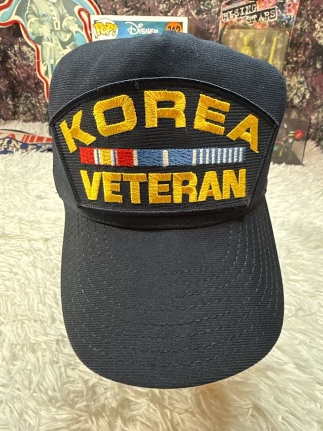 Vintage Eagle Crest Korea Veteran Service Ribbons Snapback Hat Cap Made in USA 2