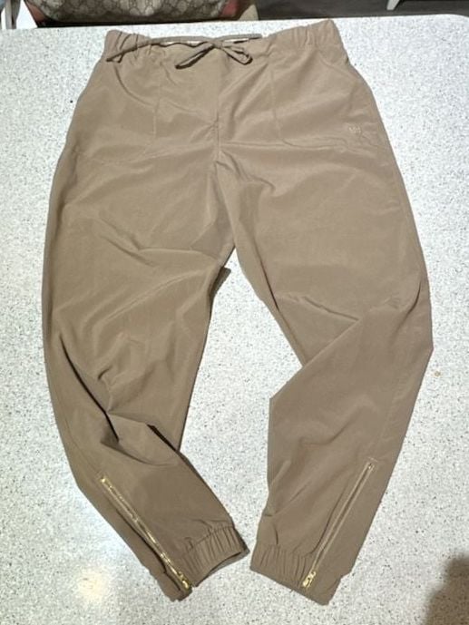 Albion Fit Women's Taupe Active Jogger Pants with Ankle Zippers Size M 2