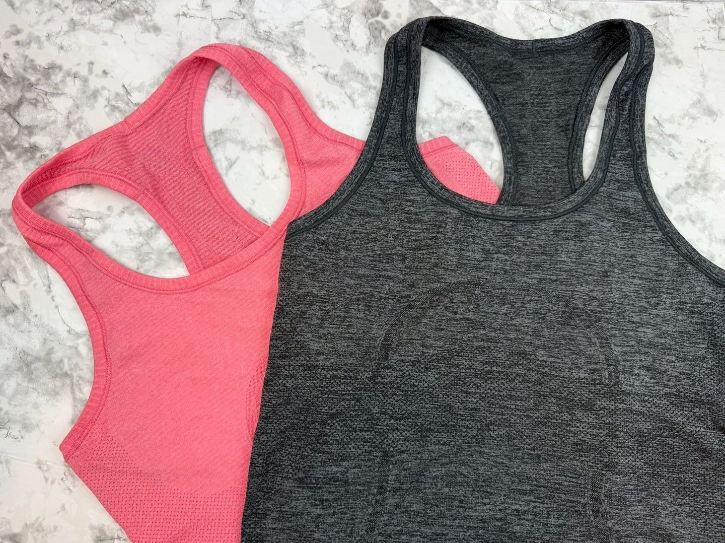 Lululemon Swiftly Tech Racerback Tank Top Bundle Coral and Grey, both Size 8 1