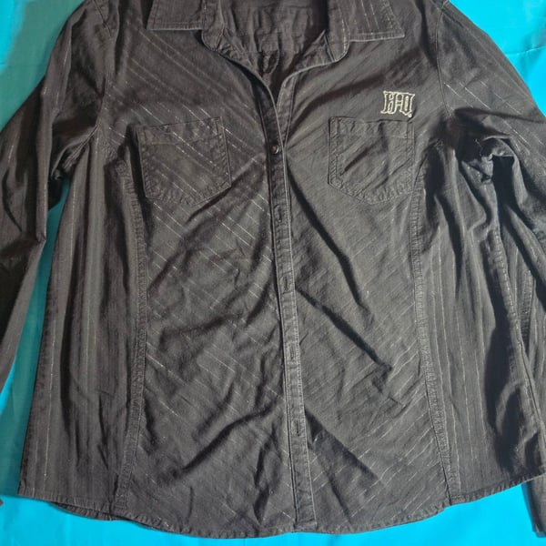 Harley-Davidson Women's Black Striped Button Up Long Sleeve Embroidered Shirt