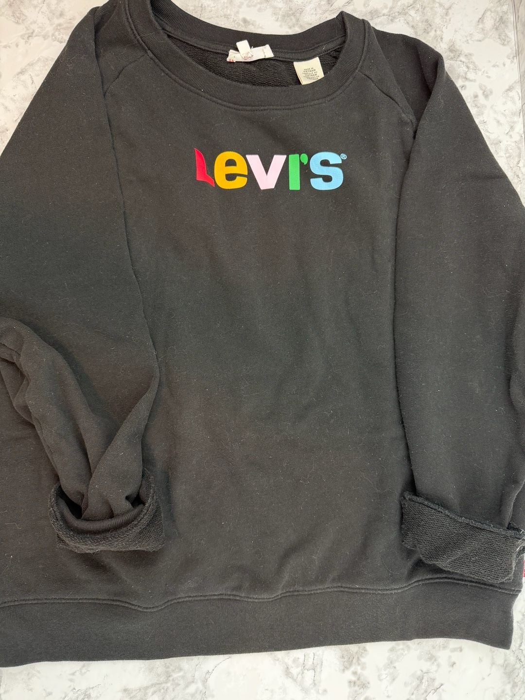 Levi's Black Rainbow Logo Crewneck Sweatshirt Medium 2