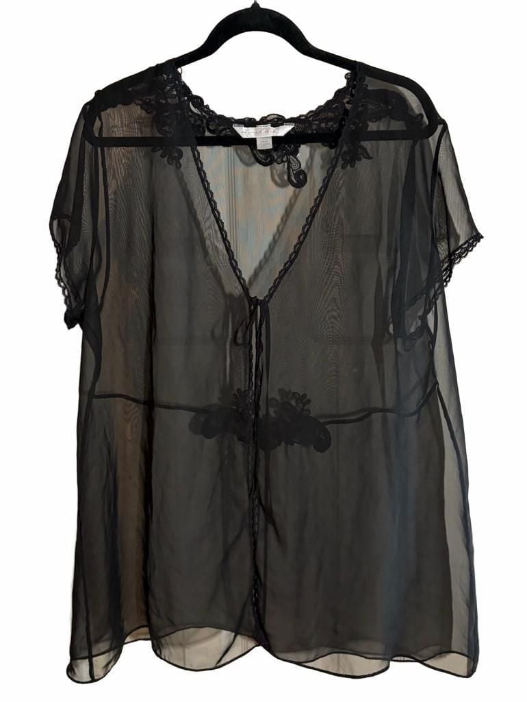 Sexy Sensual Coutures Black Sheer Lace Embellished Robe 22/24 Lingerie 2