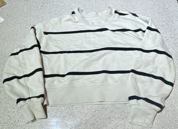 Lululemon Perfectly Oversized Cropped Crew Sweatshirt Stripe White Black 2