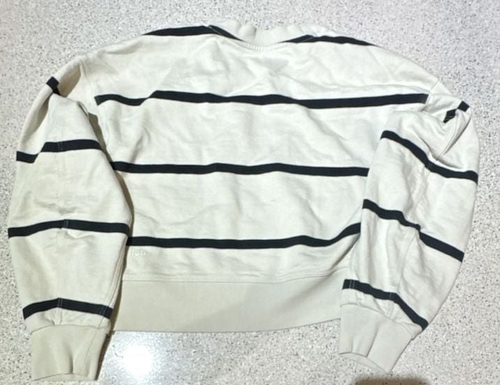Lululemon Perfectly Oversized Cropped Crew Sweatshirt Stripe White Black 3