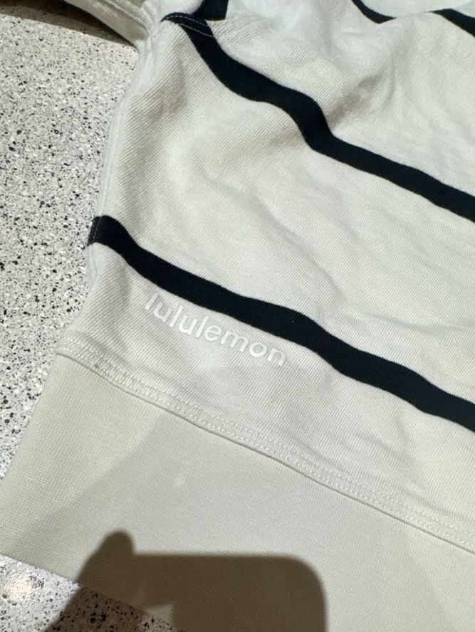 Lululemon Perfectly Oversized Cropped Crew Sweatshirt Stripe White Black 4