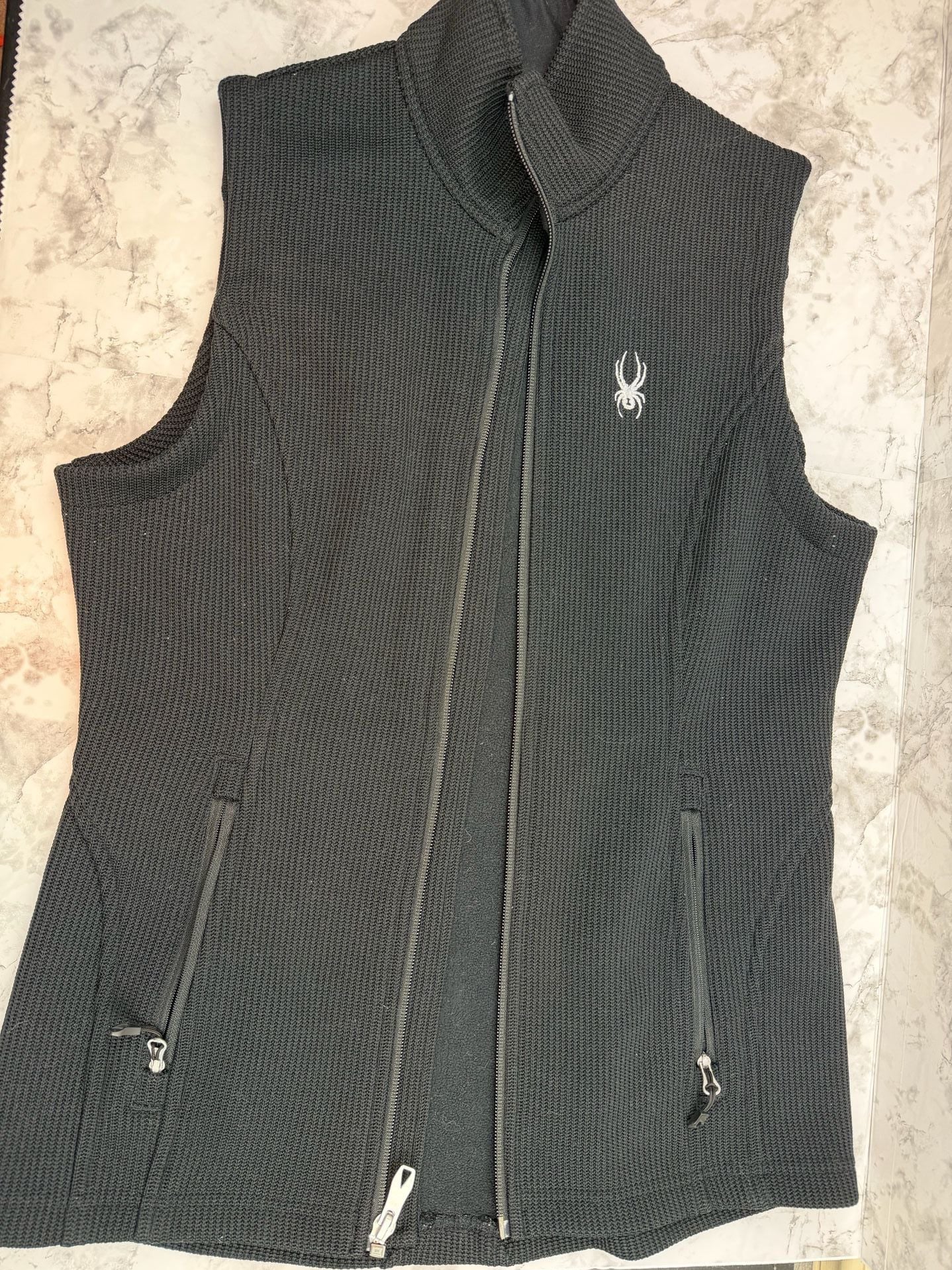 Spyder Black Full Zip Knit Fleece Lined Outdoor Vest Women's Size Small 2