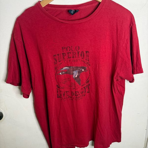 Yourh Polo Ralph Lauren Red Graphic T-Shirt Decoys Duck Large