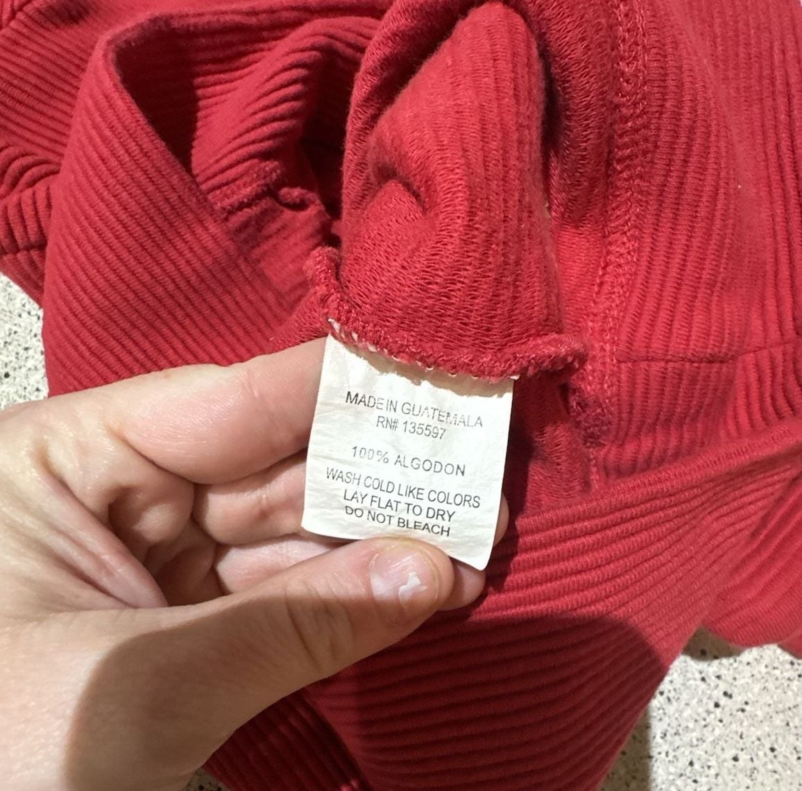 Albion Fit Red Ribbed Long Sleeve Sweatshirt Pullover Size Small 5