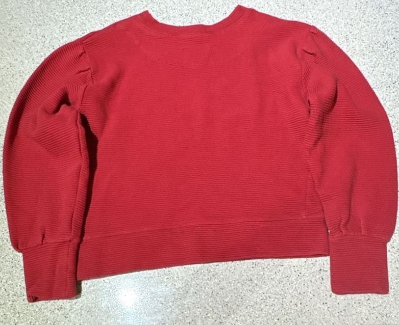 Albion Fit Red Ribbed Long Sleeve Sweatshirt Pullover Size Small 4