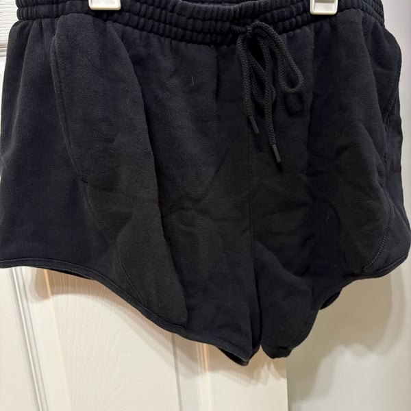 Victoria's Secret PINK Black Off-Duty Terry Lounge Shorts Drawstring