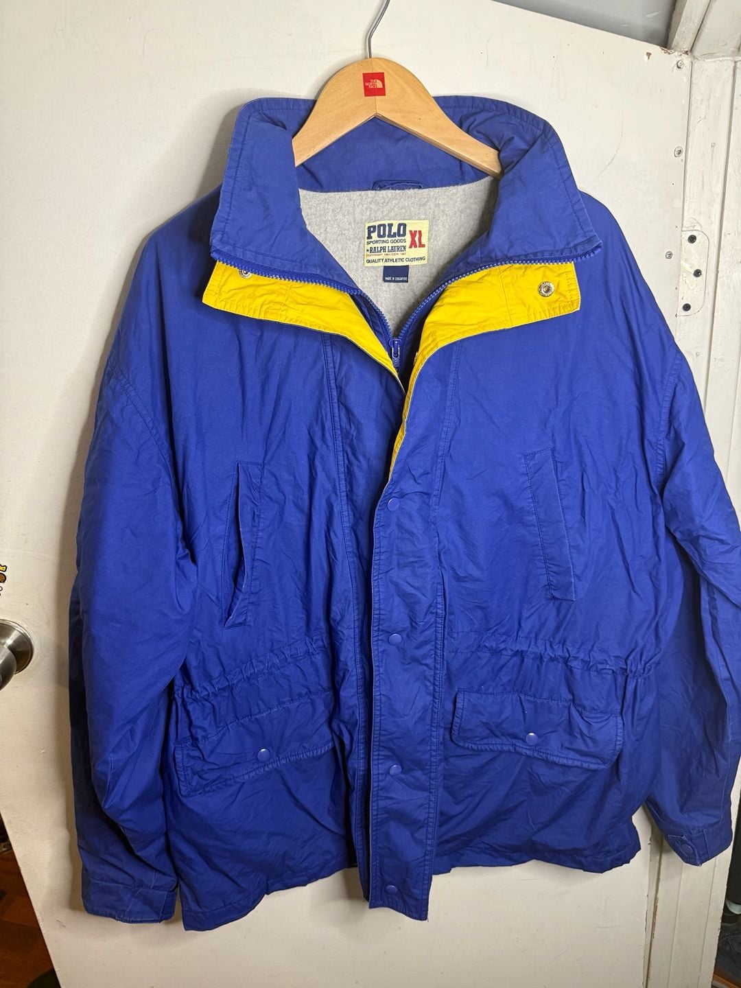 Vintage Polo Sporting Goods Ralph Lauren Blue Yellow Fleece Lined Jacket Size XL 2