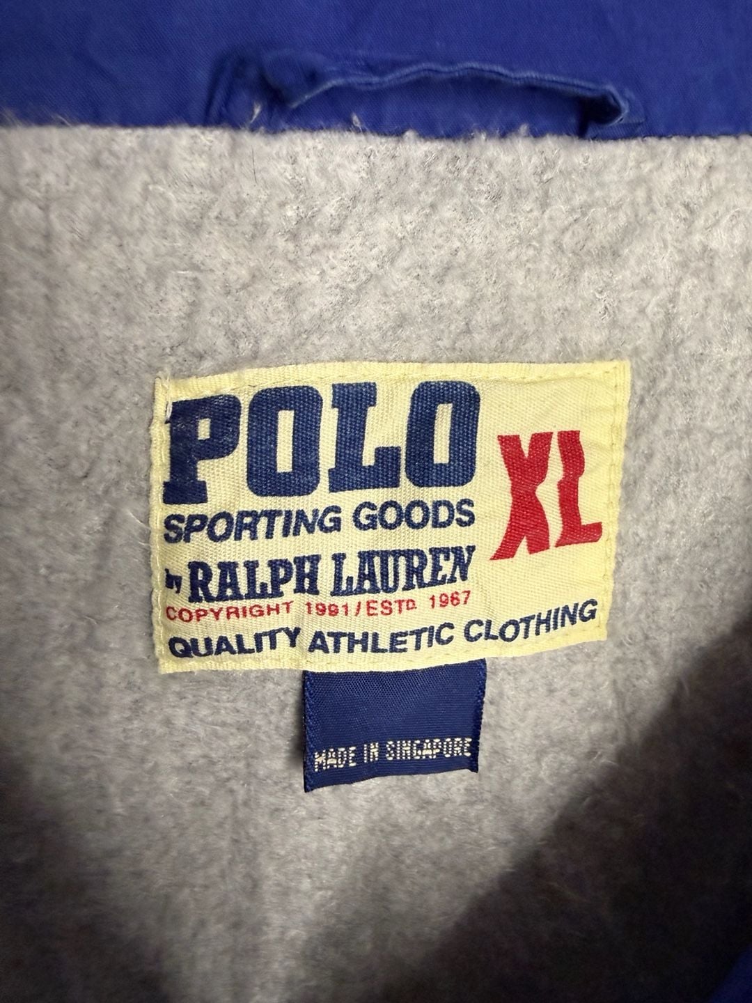 Vintage Polo Sporting Goods Ralph Lauren Blue Yellow Fleece Lined Jacket Size XL 3