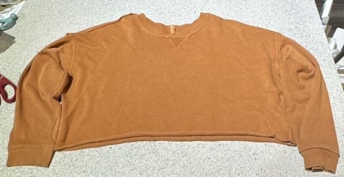 Free People Cool Rider Pullover Sweatshirt Cropped Orange 2