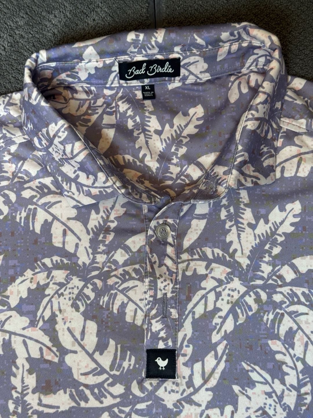 Bad Birdie Men's Palm Leaf Botanical Print Performance Golf Polo Shirt XL 1204 4