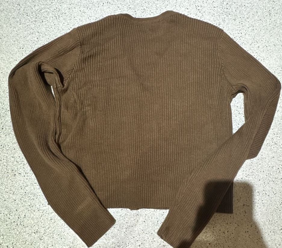 Brandy Melville Brown Shannon Ribbed Knit Button Up Cardigan Sweater 5