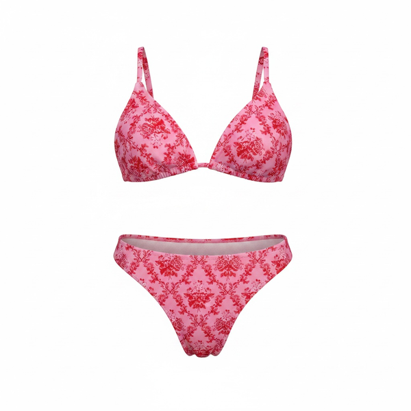 Zaful Womens 2 Piece Swimsuit Floral Print High Cut Bikini Set Pink medium 
