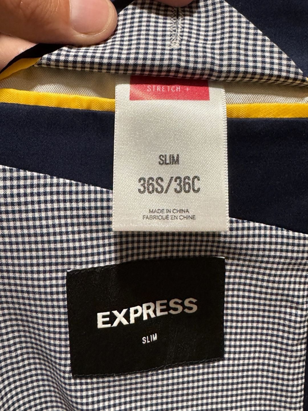 Express Men’s Navy Slim Fit 3-Piece Suit 36S / 28x30 Stretch+ 7