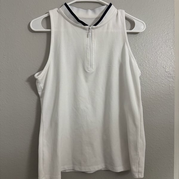 Threads 4 Thought ReActive Half Zip Tennis Tank Top White Size M