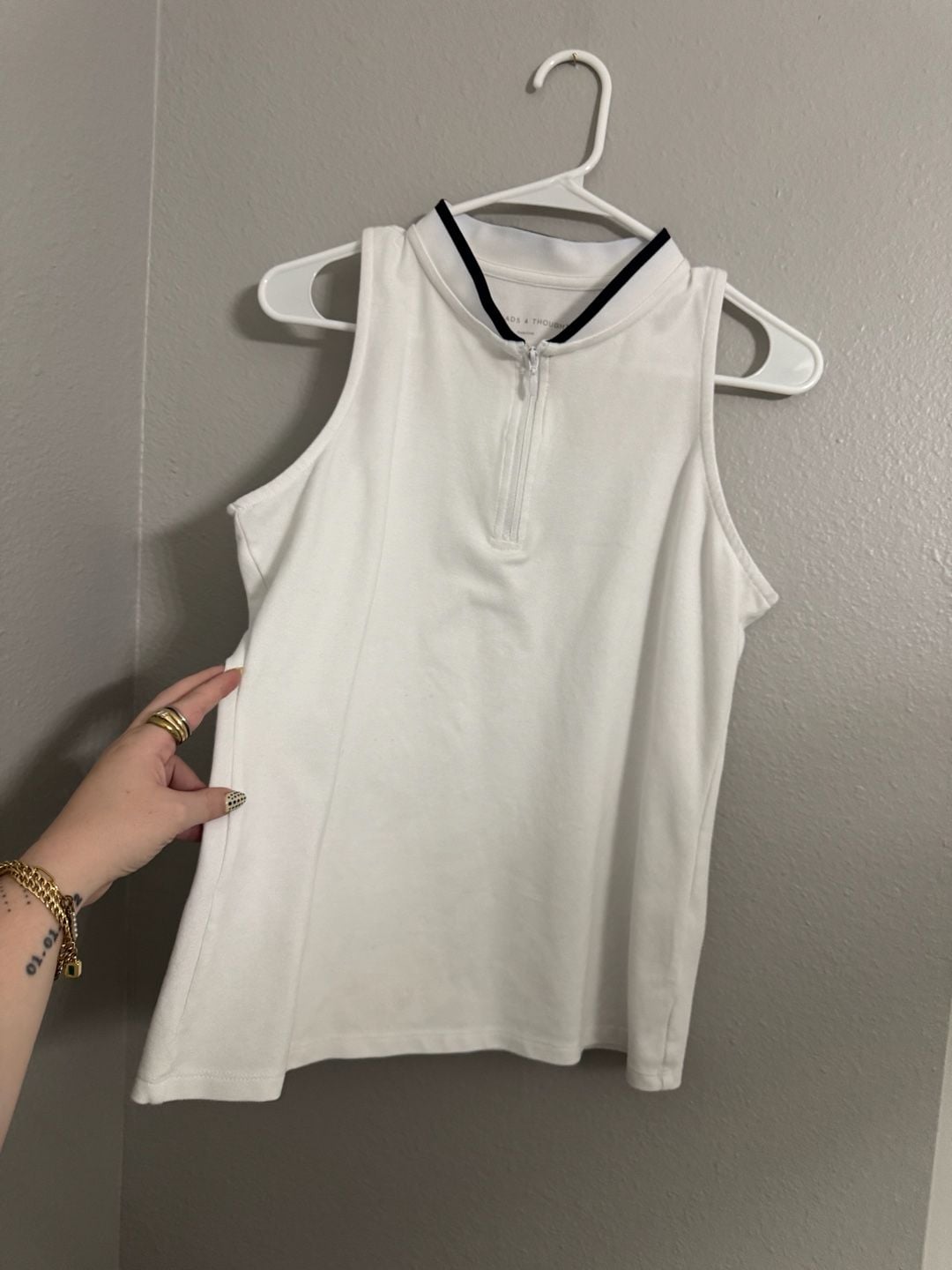 Threads 4 Thought ReActive Half Zip Tennis Tank Top White Size M 5