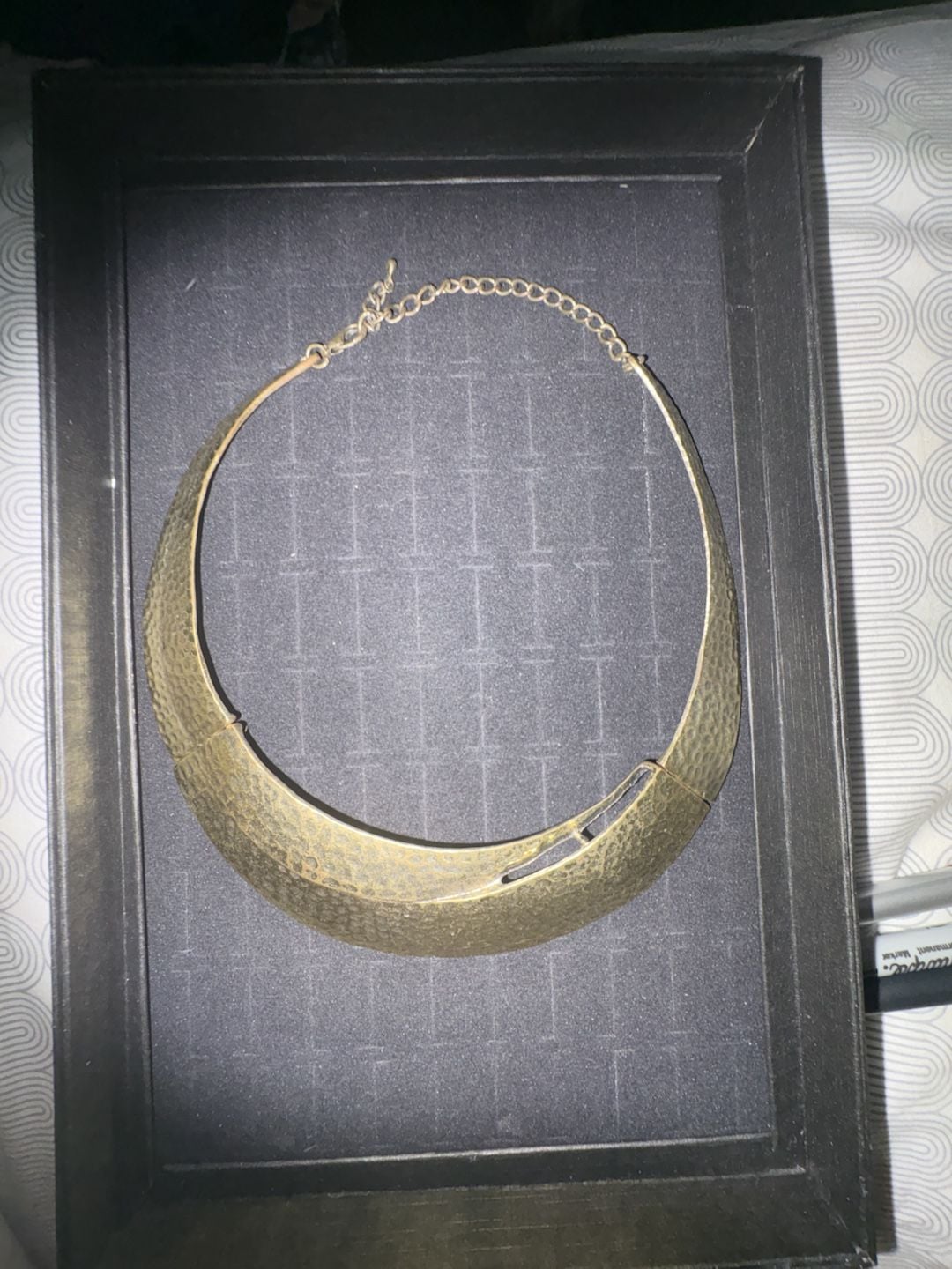 Vintage Hammered Gold Tone Statement Collar Necklace 2