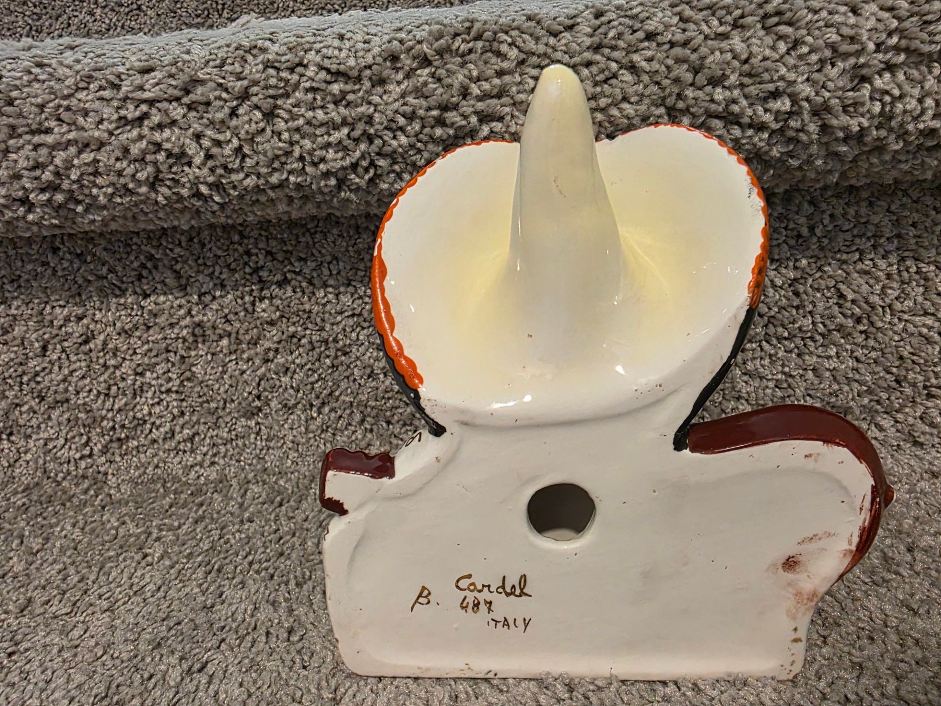 Vintage 1950s Giovanni Girardi Italy Art Pottery Banjo Girl Wall Pocket Planter missing planter 7