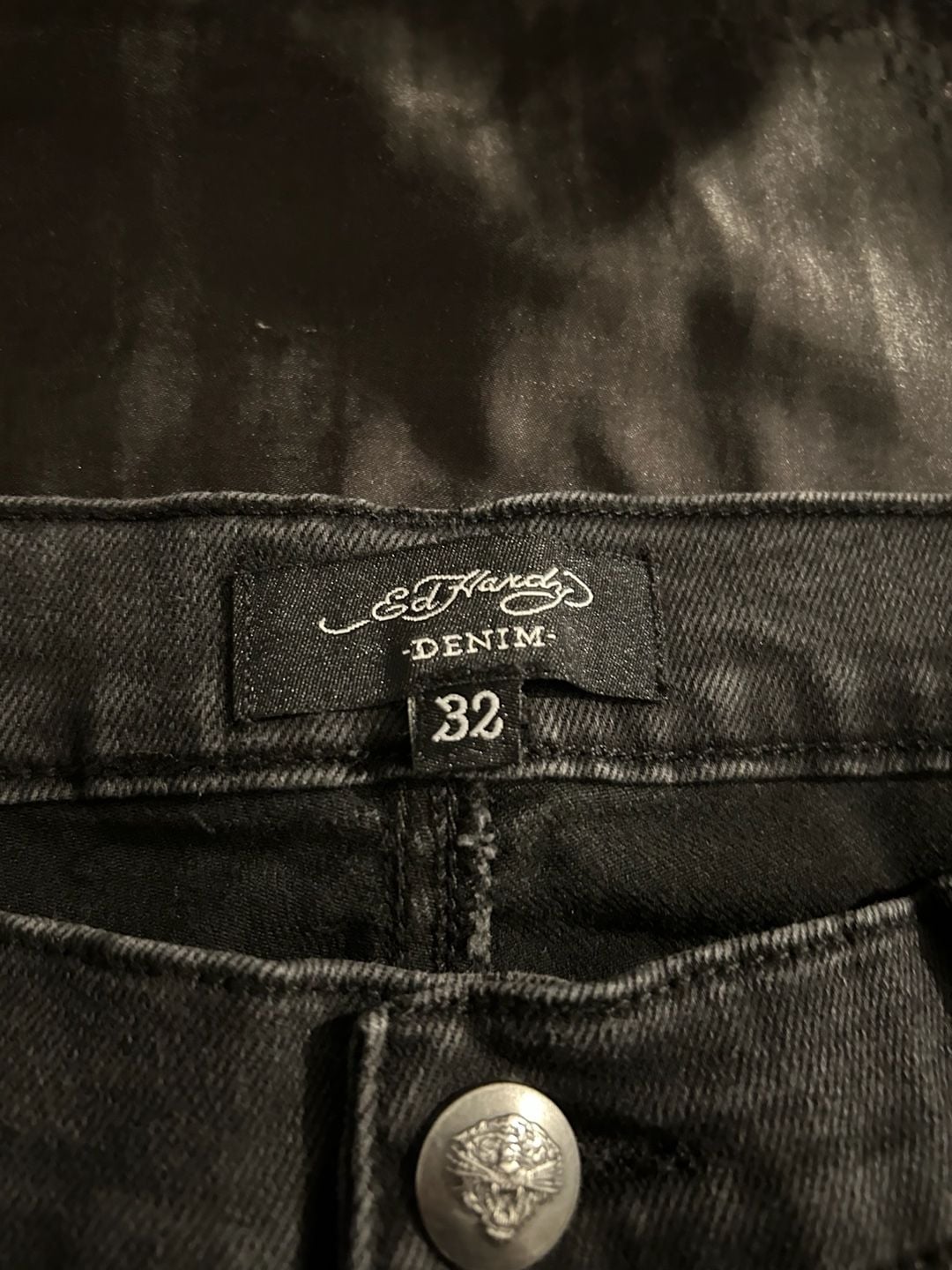 Ed Hardy Men's Black Denim Cobra Snake and Flame Print Jeans Size 32 3