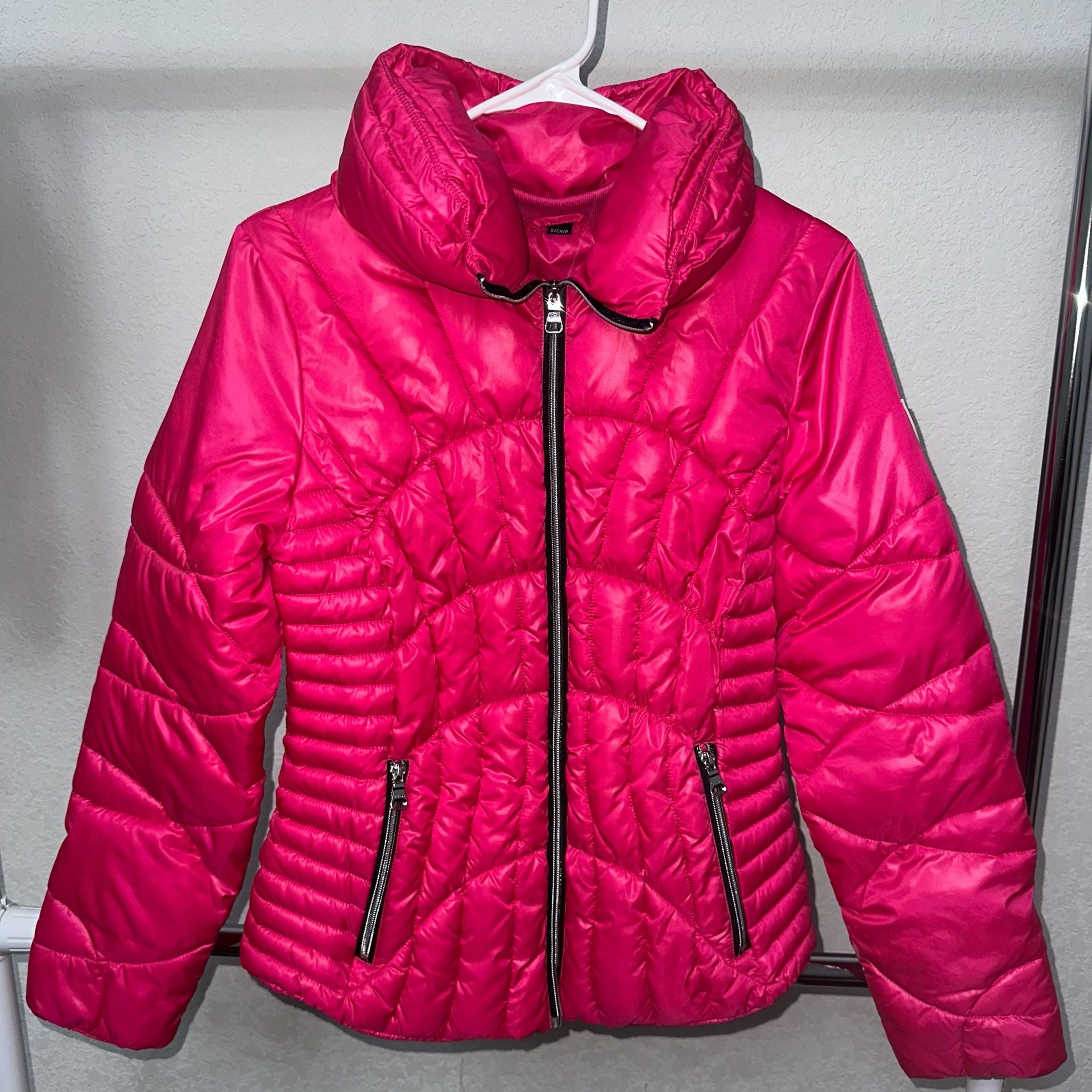 Guess Women's Magenta Pink Quilted Puffer Jacket Coat Size Small 2