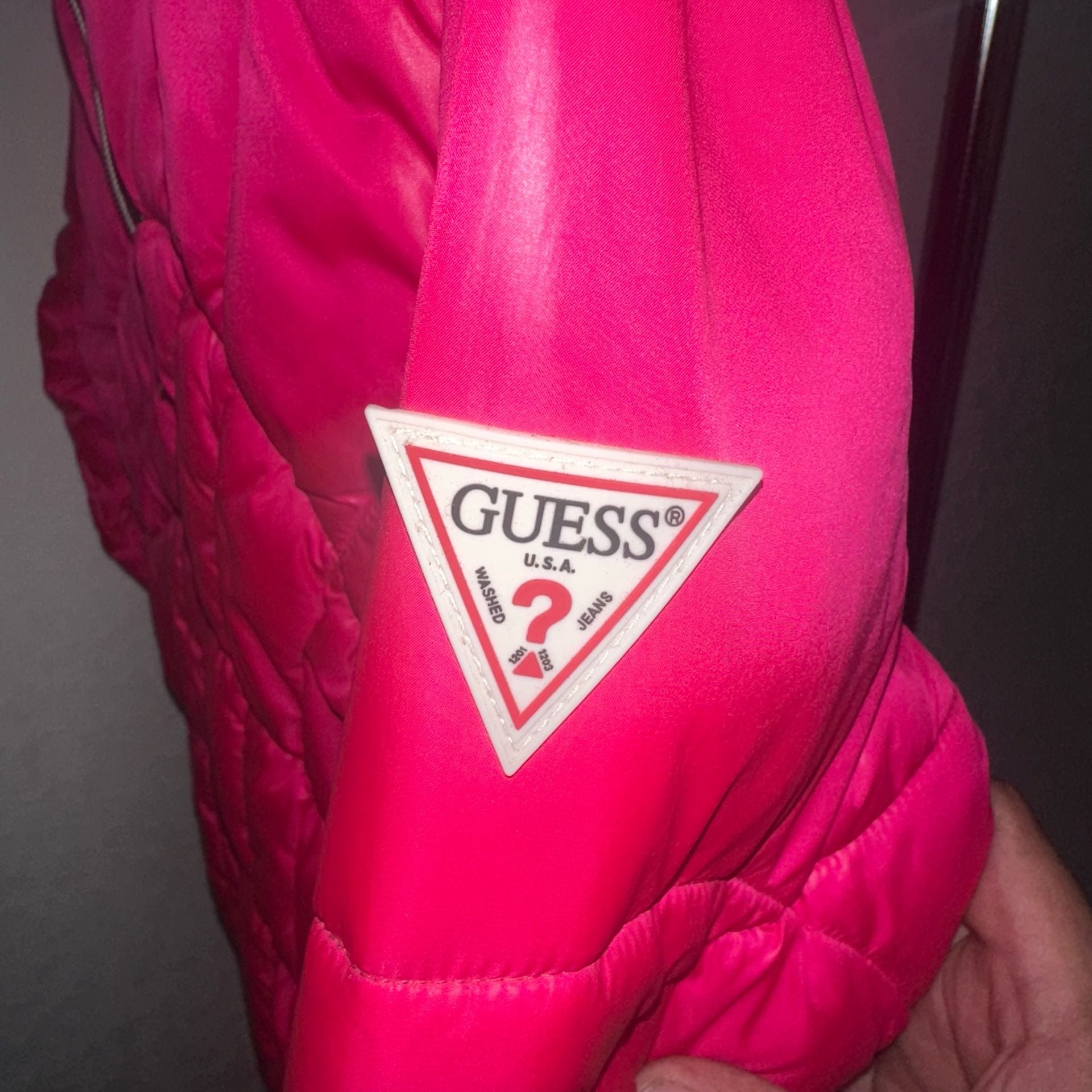 Guess Women's Magenta Pink Quilted Puffer Jacket Coat Size Small 9