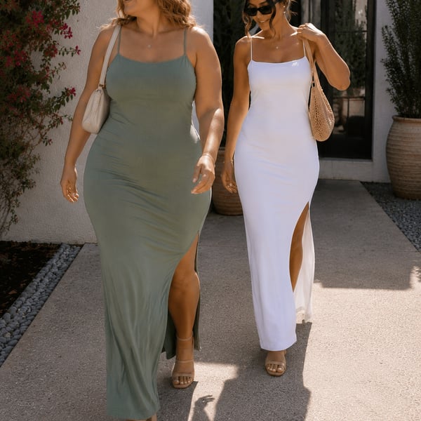 Set with 2 Womens Ribbed Knit Maxi Dresses