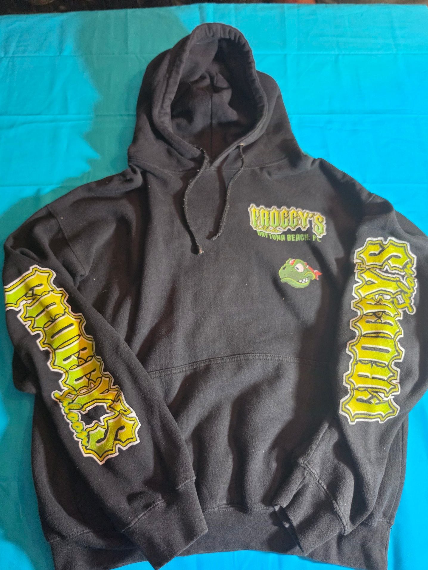 Froggy's Daytona Beach Black Graphic Hoodie Sweatshirt 2