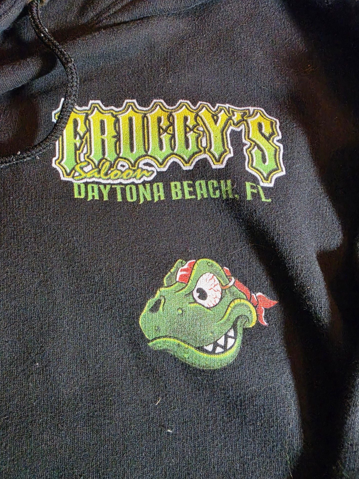 Froggy's Daytona Beach Black Graphic Hoodie Sweatshirt 4