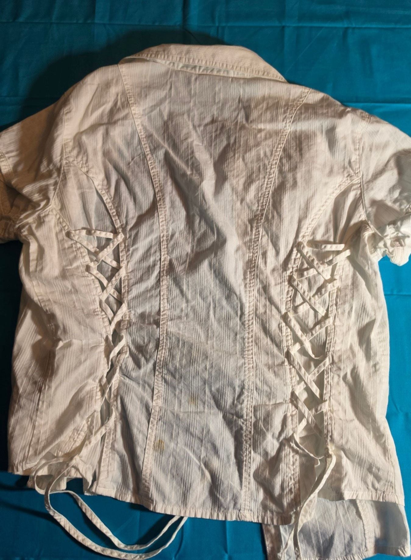 Harley Davidson Women's White Button-Up Short Sleeve Shirt Size XL 5