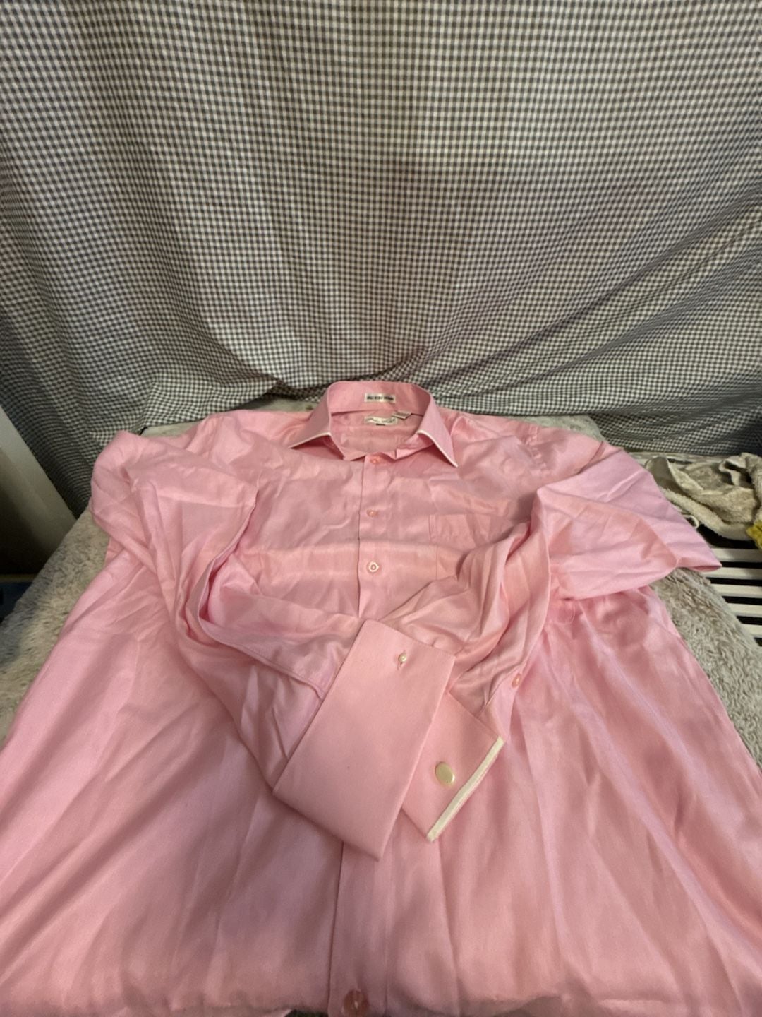 Bruno Conte Pink Satin Dress Shirt, Size 15 1/2 (34/35) 2