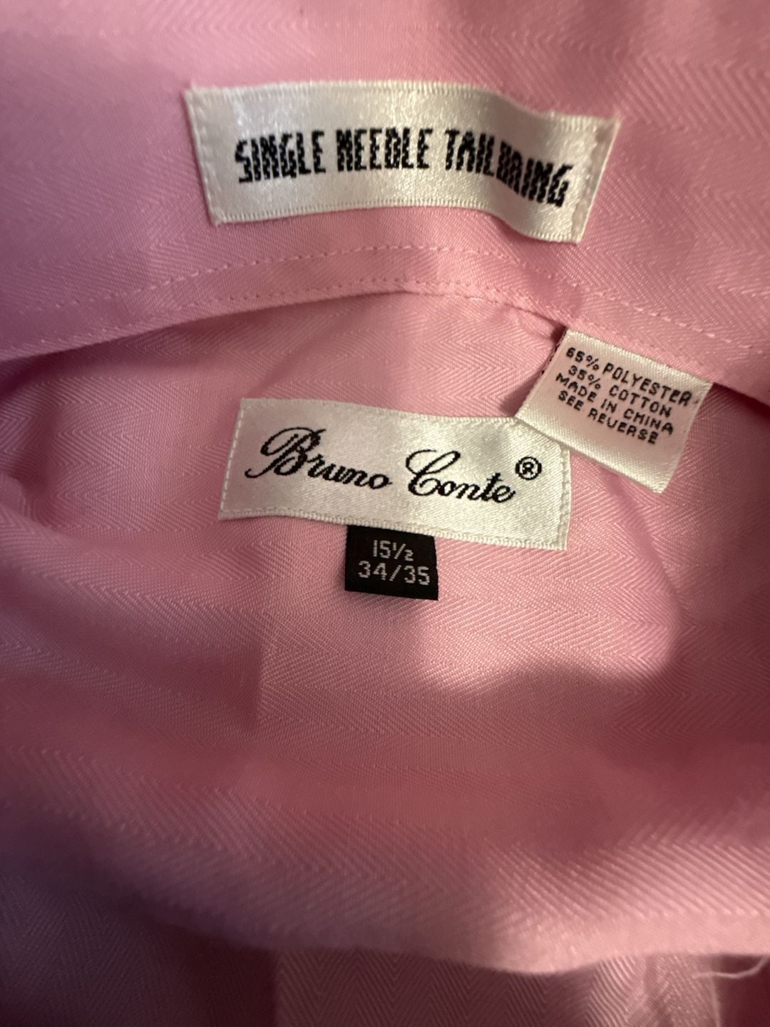 Bruno Conte Pink Satin Dress Shirt, Size 15 1/2 (34/35) 3