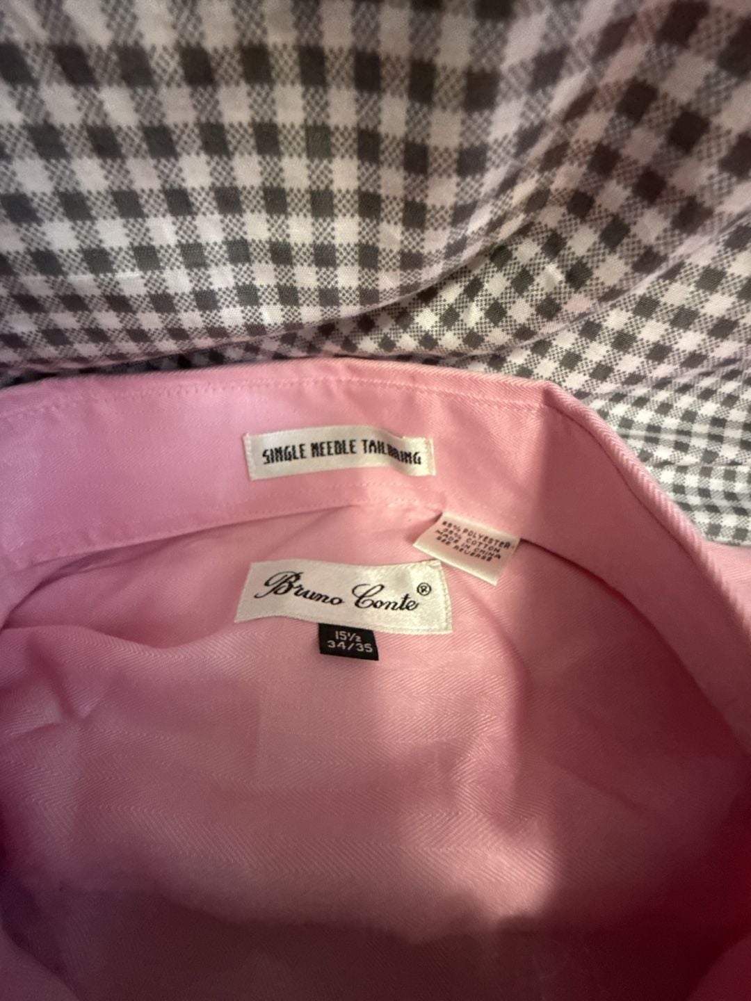 Bruno Conte Pink Satin Dress Shirt, Size 15 1/2 (34/35) 5