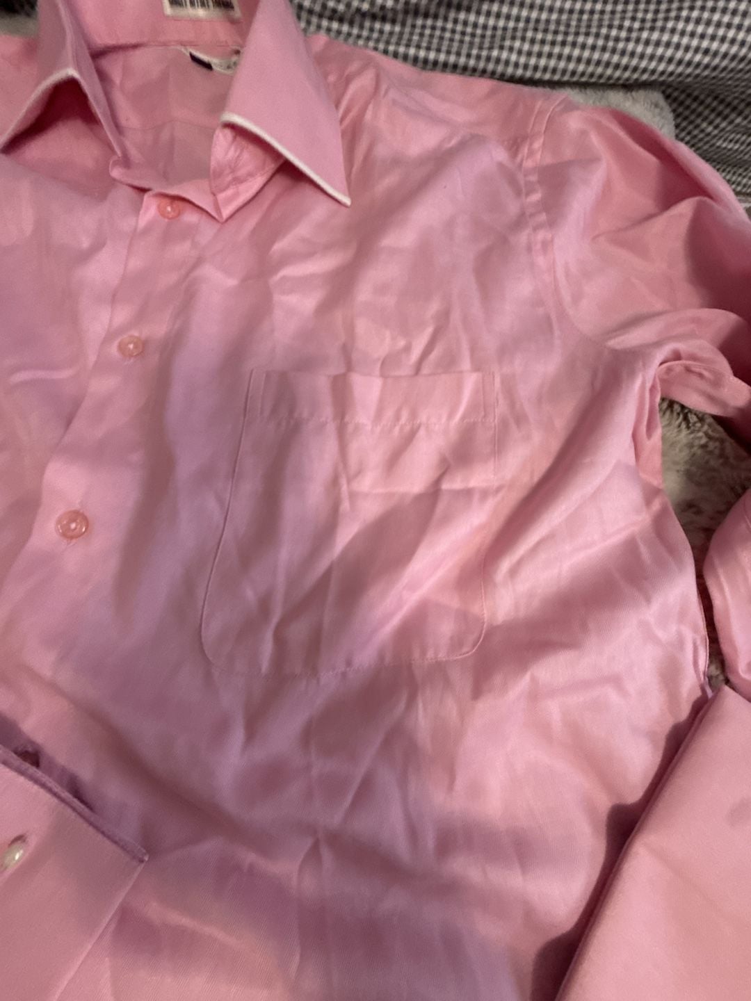 Bruno Conte Pink Satin Dress Shirt, Size 15 1/2 (34/35) 6